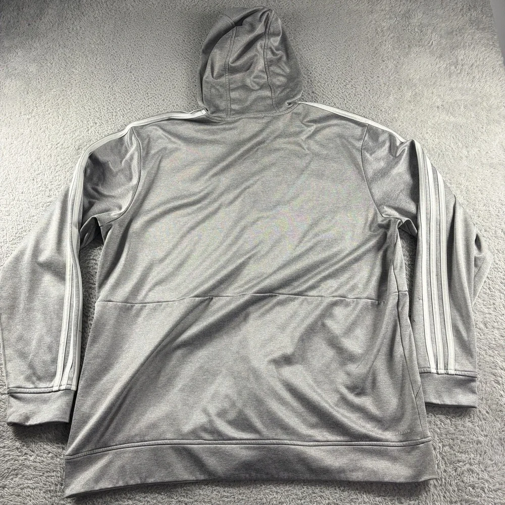 Adidas Full‎ Zip Track Jacket Mens XL Gray Stripe Hooded Nylon Lightweight